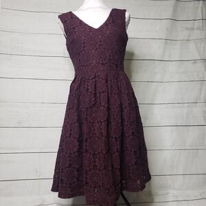 Octavia plum purple lace fit and flare dress med